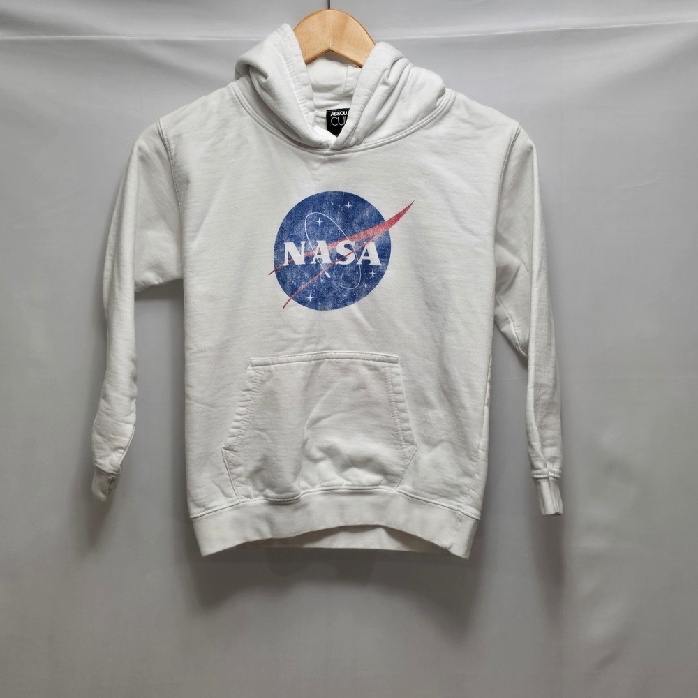 ABSOLUTE CULT Kids White NASA‎ Logo Hoodie Sweatshirt Size L